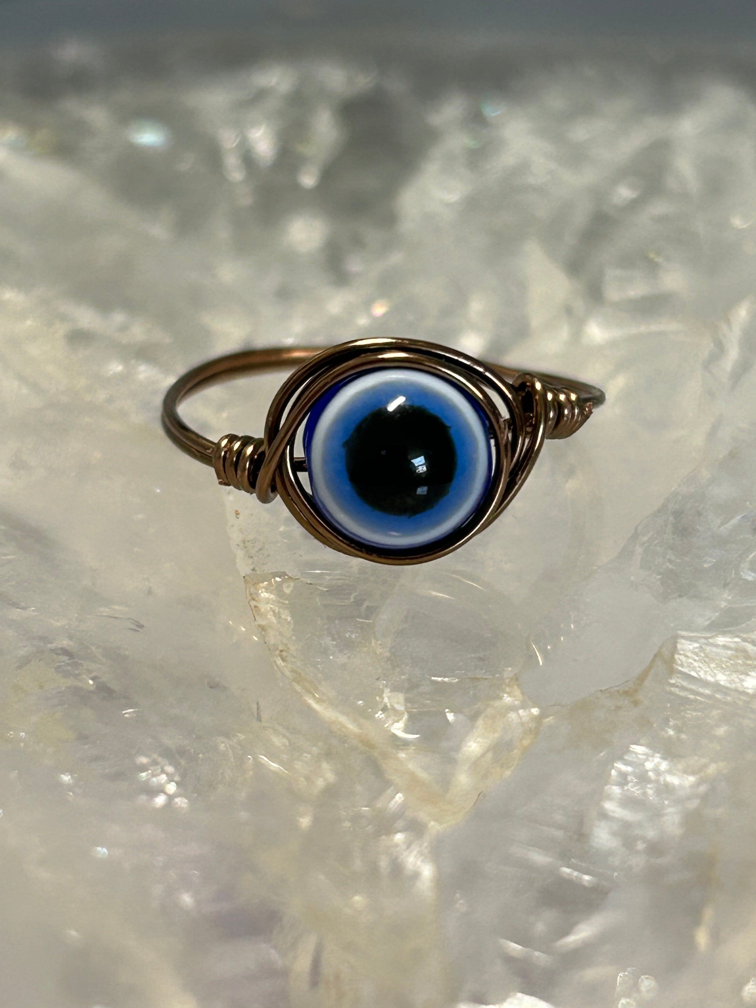 Evil Eye Wire Wrapped Rings - vallasmalas